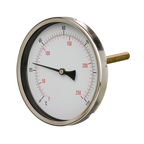 H & V 100mm Temperature Gauges - Back Stem