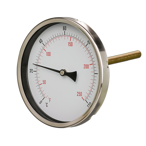 H & V 100mm Temperature Gauges - Back Stem